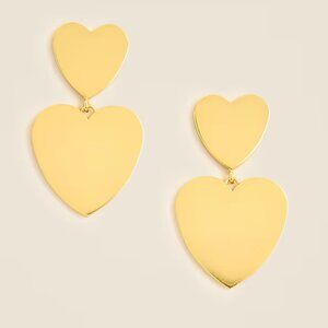 JCREW Gold Double Heart Drop Earrings - NWT!!